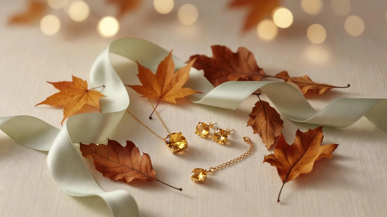 秋の紅葉とトパーズジュエリー